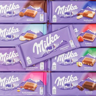 Milka chocolates different varieties wallpaper square
