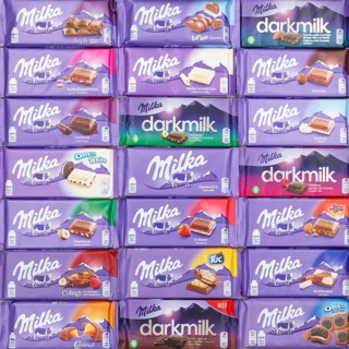 Milka chocolates different varieties wallpaper square