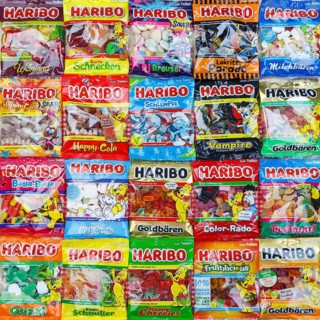 Haribo gummy bears different varieties wallpaper square
