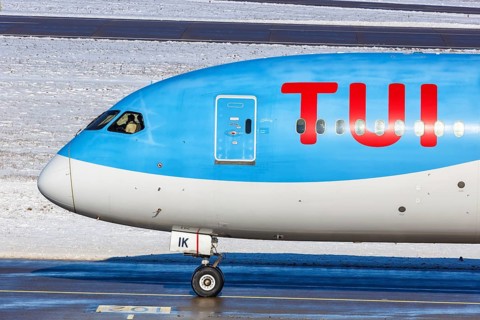 A TUI Boeing 787-9 Dreamliner aircraft with registration G-TUIK at Stuttgart Airport