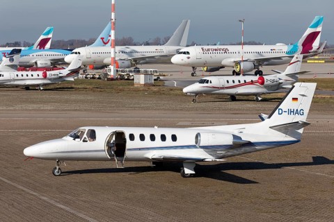 Business jet Cessna 551 Citation II/SP at Executive Terminal Jet Aviation