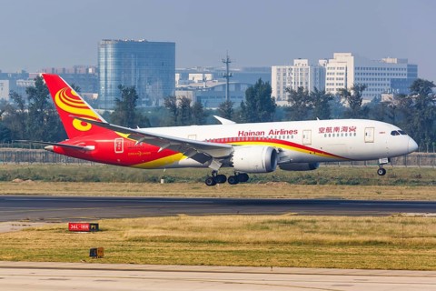 Boeing 787-8 Dreamliner aircraft of Hainan Airlines with registration number B-2739 at Beijing airport