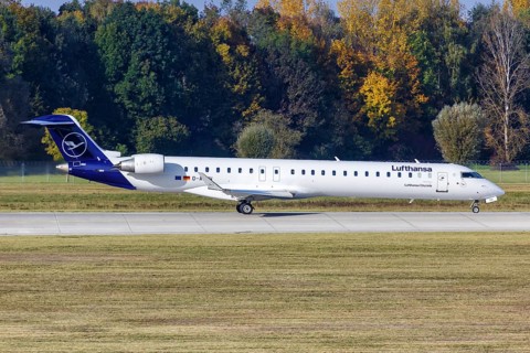 A Bombardier CRJ-900 of Lufthansa CityLine with the registration D-ACNW at Munich Airport
