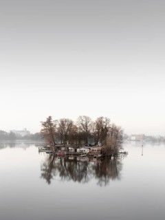 Kleiner Wall or Love Island in the Havel River in Berlin Spandau in the morning
