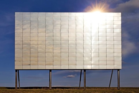 The artwork Blinker II by Timm Ulrichs on the Forest Sculpture Trail