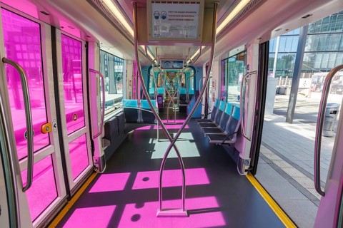 Tram Luxtram tramway tram CAF vehicle inside local traffic