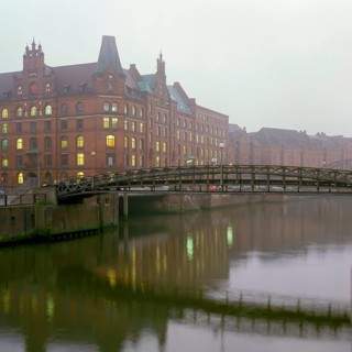 Speicherstadt Hamburg in fog