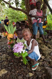 Telina Island locals greet visitors