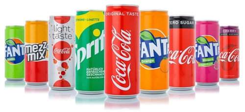 Coca Cola Coca-Cola products Fanta Sprite lemonade drinks in beverage can exempted isolated