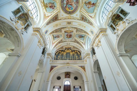 Organ gallery and ceiling frescoes