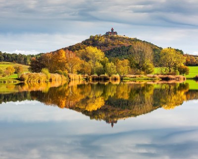 Landscape with lake in autumn