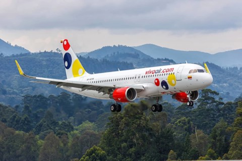 An Airbus A320 aircraft of Vivaair with registration number HK-5275 at Medellin Rionegro Airport