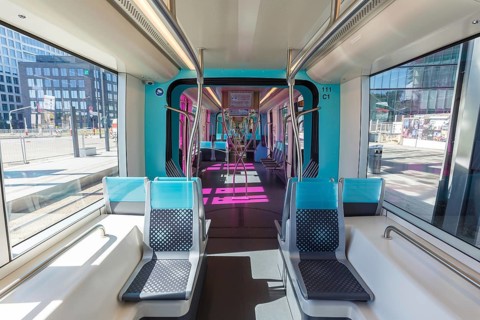Tram Luxtram tramway tram CAF vehicle inside local traffic