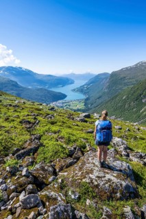 Hiker on the trail to Skala mountain