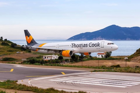 An Airbus A321 aircraft of Thomas Cook Airlines with registration G-TCDX at Skiathos Airport
