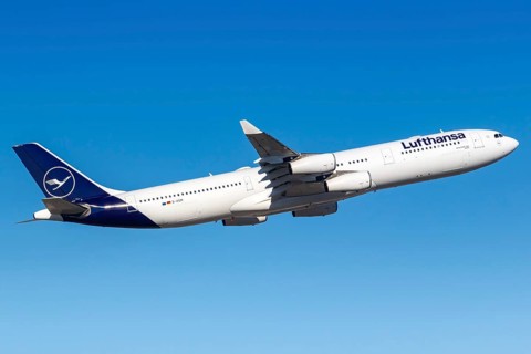 A Lufthansa Airbus A340-300 with the registration D-AIGM at Frankfurt Airport