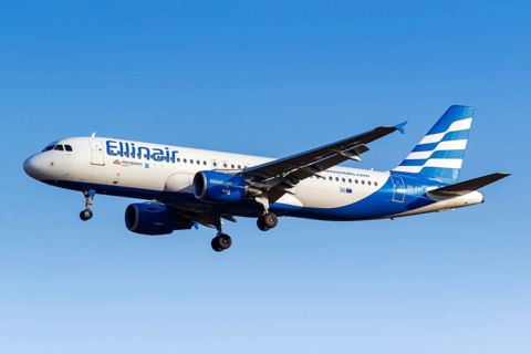 An Airbus A320 aircraft of Ellinair with registration number SX-EMY at Athens Airport