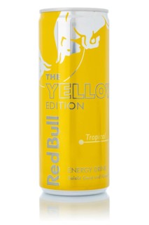Red Bull Energy Drink The Yellow Edition Tropical lemonade soft drink beverage in can cropped isolated against a white background in Germany