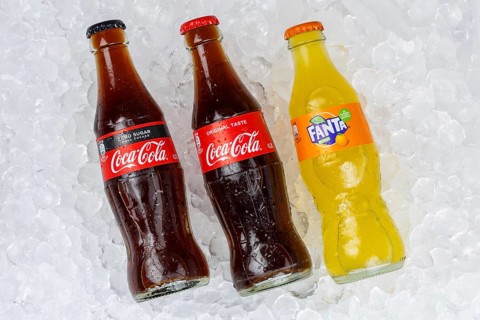 Coca Cola Coca-Cola products Fanta Sprite lemonade soft drink drinks bottle ice cube ice cubes in Germany