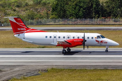 An Embraer EMB-120RT Brasilia aircraft of Sarpa with registration HK-5013 at Medellin Rionegro Airport