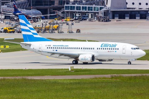 A Boeing 737-300 of Ellinair with the registration LZ-BOO at Stuttgart Airport