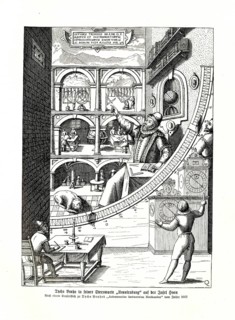 Tycho Brahe in his observatory Uranienburg on the island Ven