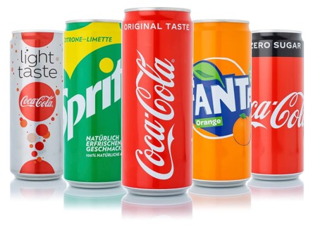 Coca Cola Coca-Cola Fanta Sprite products lemonade soft drink beverage in can cutout isolated against a white background in Germany