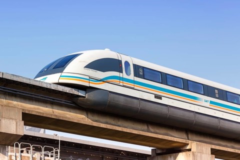 Transrapid Maglev maglev train in Longyang Road station in Shanghai