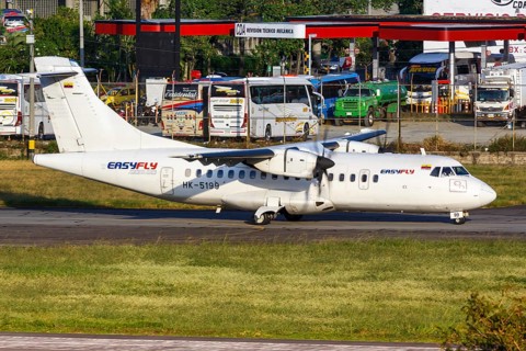 An ATR 42-500 aircraft of Easyfly with registration HK-5199 at Medellin airport