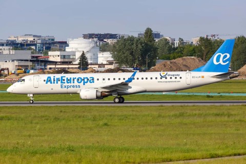 An Embraer 195 of Air Europa Express with registration EC-LLR at Warsaw Airport