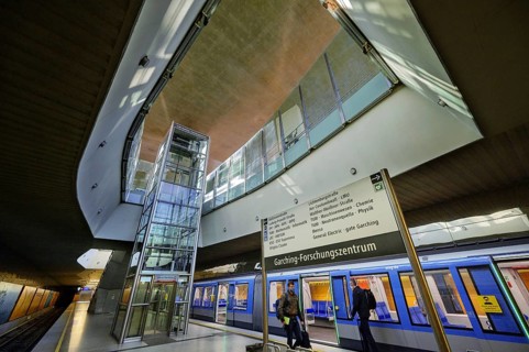 Lift tower in the underground station Garching-Forschungszentrum
