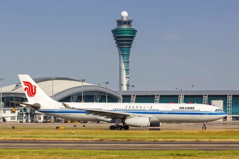 An Air China Airbus A330-300 aircraft with registration number B-6512 at Guangzhou Airport