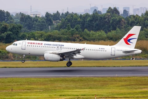 An Airbus A320 aircraft of China Eastern Airlines with registration number B-6559 at Chengdu Airport
