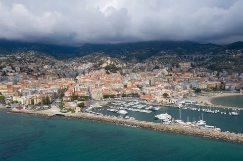 Aerial view Sanremo with harbour
