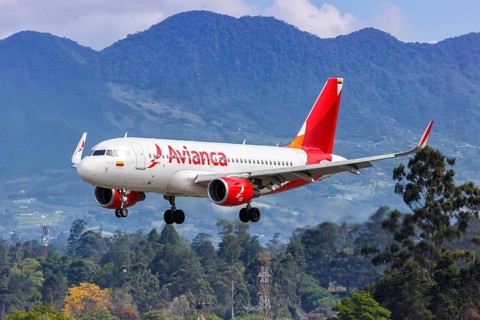 An Avianca Airbus A319 aircraft with registration N753AV lands at Medellin Rionegro airport