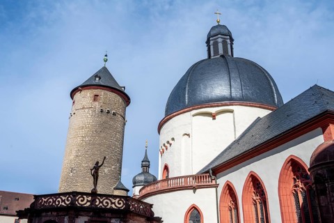 Inner courtyard of Marienberg Fortress with St. Mary's Church
