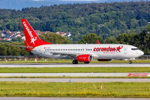 A Boeing 737-800 aircraft of Corendon Airlines with registration TC-COE at Stuttgart Airport
