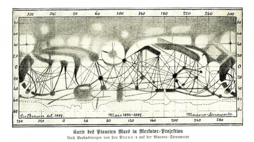 Map of the planet Mars in Mercator--Projection