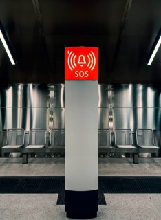 Emergency call box on the platform