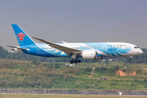 A China Southern Airlines Boeing 787-8 Dreamliner aircraft with registration number B-2788 at Chengdu Airport