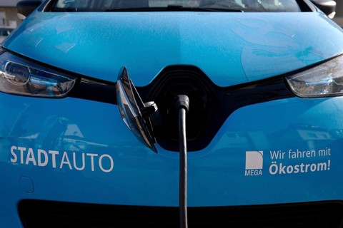 Electric car charging as city car for rent