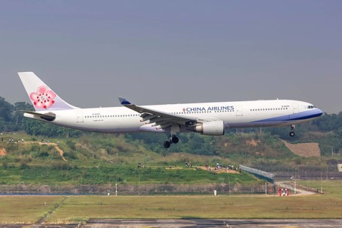 An Airbus A330-300 aircraft of China Airlines with registration number B-18303 at Chengdu airport