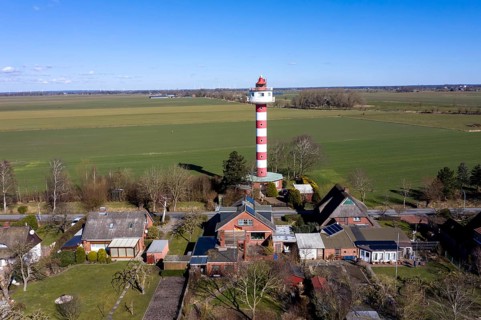 Aerial view of the lighthouse Steindeich near Kollmar