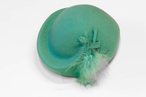 Green felt hat with feather from the 1950s