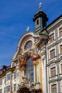 Facades Asam House and late Baroque Asam Church