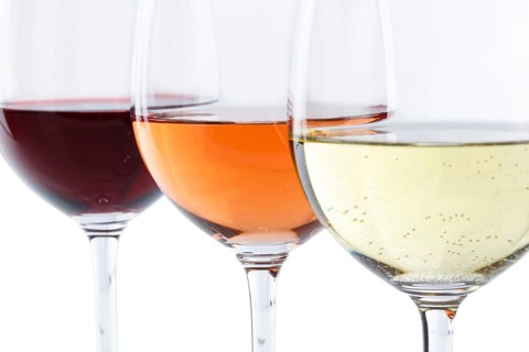 Wine glasses wine glasses white wine red wine rose selective focus exempted isolated