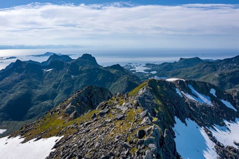 View of mountains and landscape from the top of Rundfjellet