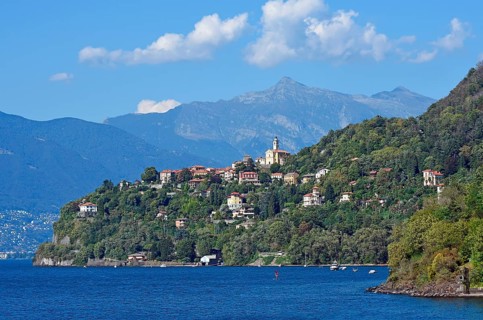 The town Pino sulla Sponda del Lago Maggiore and peak Pizzo di Vogorno