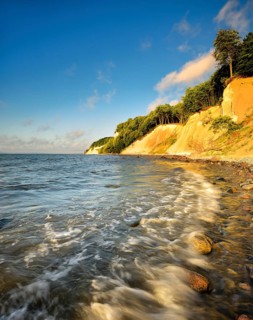 Chalk cliffs on the Baltic Sea in the morning light