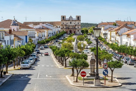 Republic square in city center of historic Vila Vicosa
